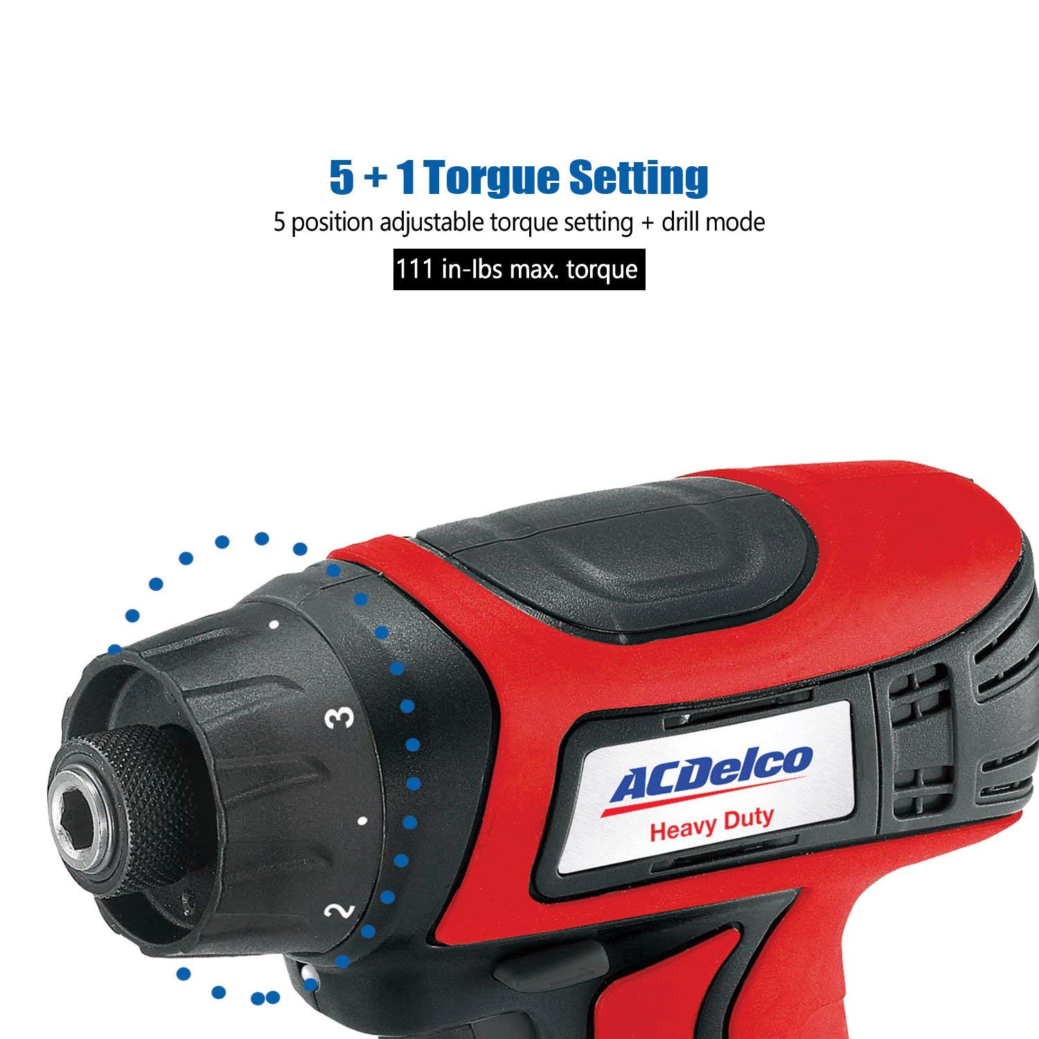 ACDelco ARD847 8V Cordless Li-ion ¼” 111 in-lbs. Compact Drill Driver Tool Kit with 2 Batteries - Image 3