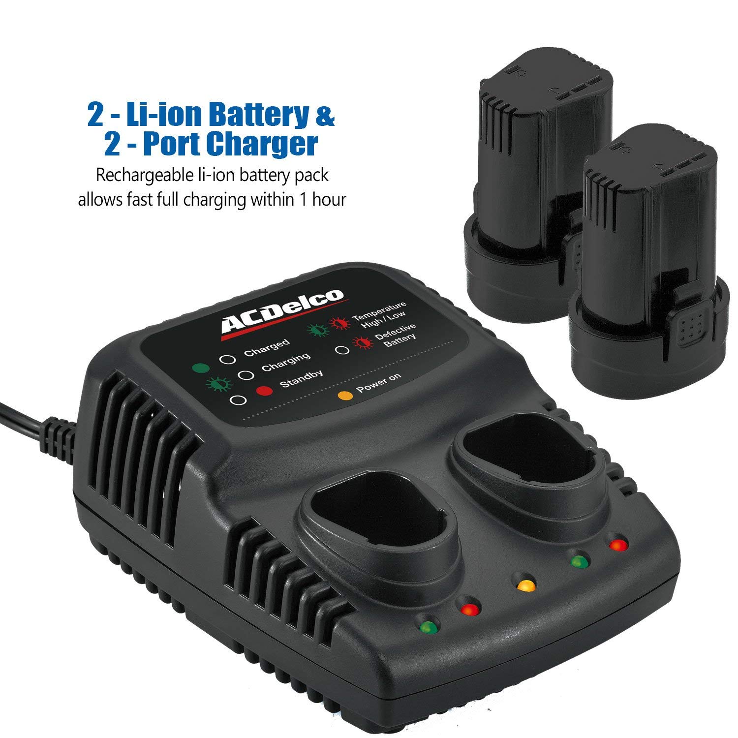ACDelco ARD847 8V Cordless Li-ion ¼” 111 in-lbs. Compact Drill Driver Tool Kit with 2 Batteries - Image 4