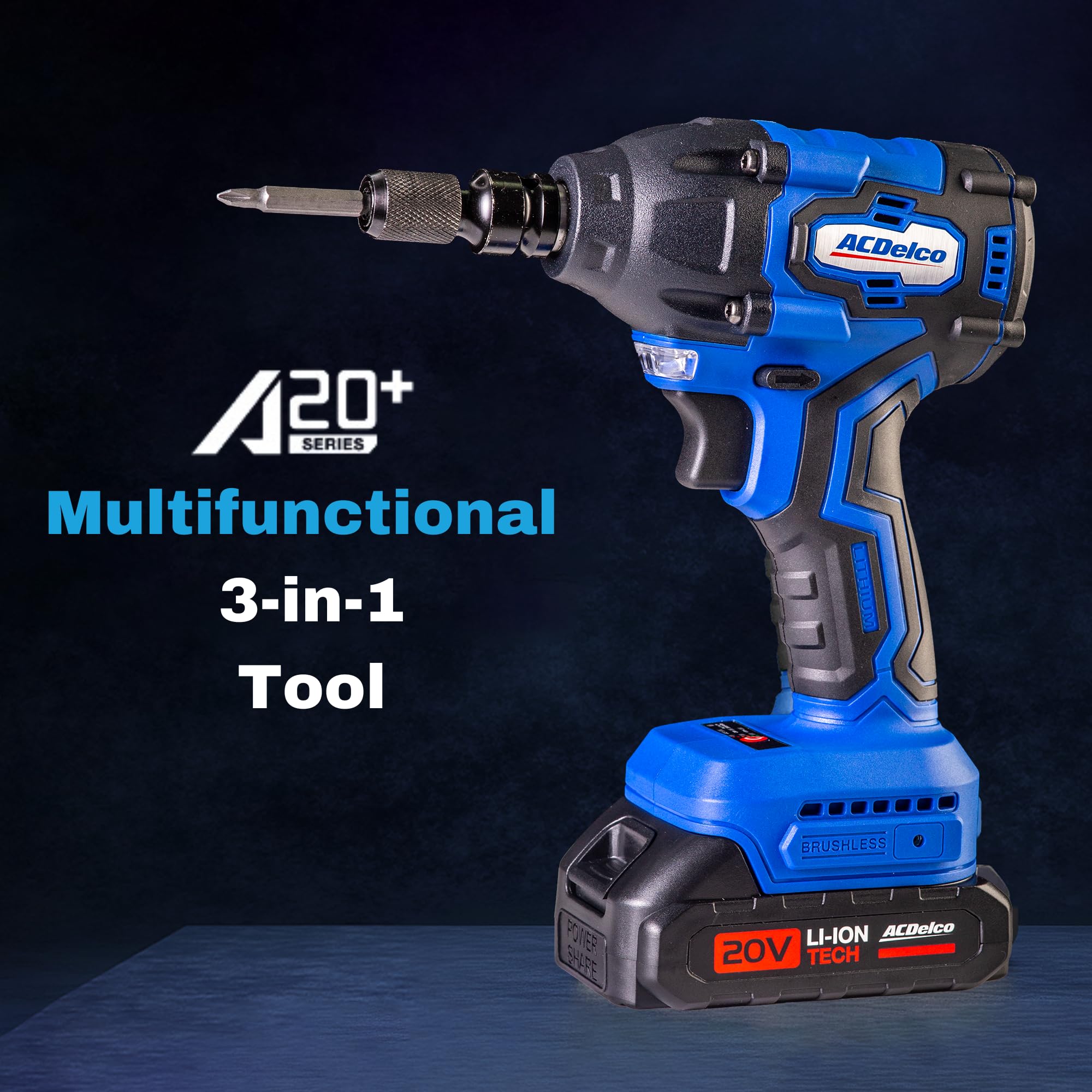 ACDelco ARI20132P 20V Brushless 1/2" Impact Wrench, Cordless Impact Wrench, 251 Ft-lbs (350Nm) Brushless 1/2 Inch Impact Wrench, 2600RPM High Torque Impact Gun,1x2.0Ah Battery Electric Impact - Image 5
