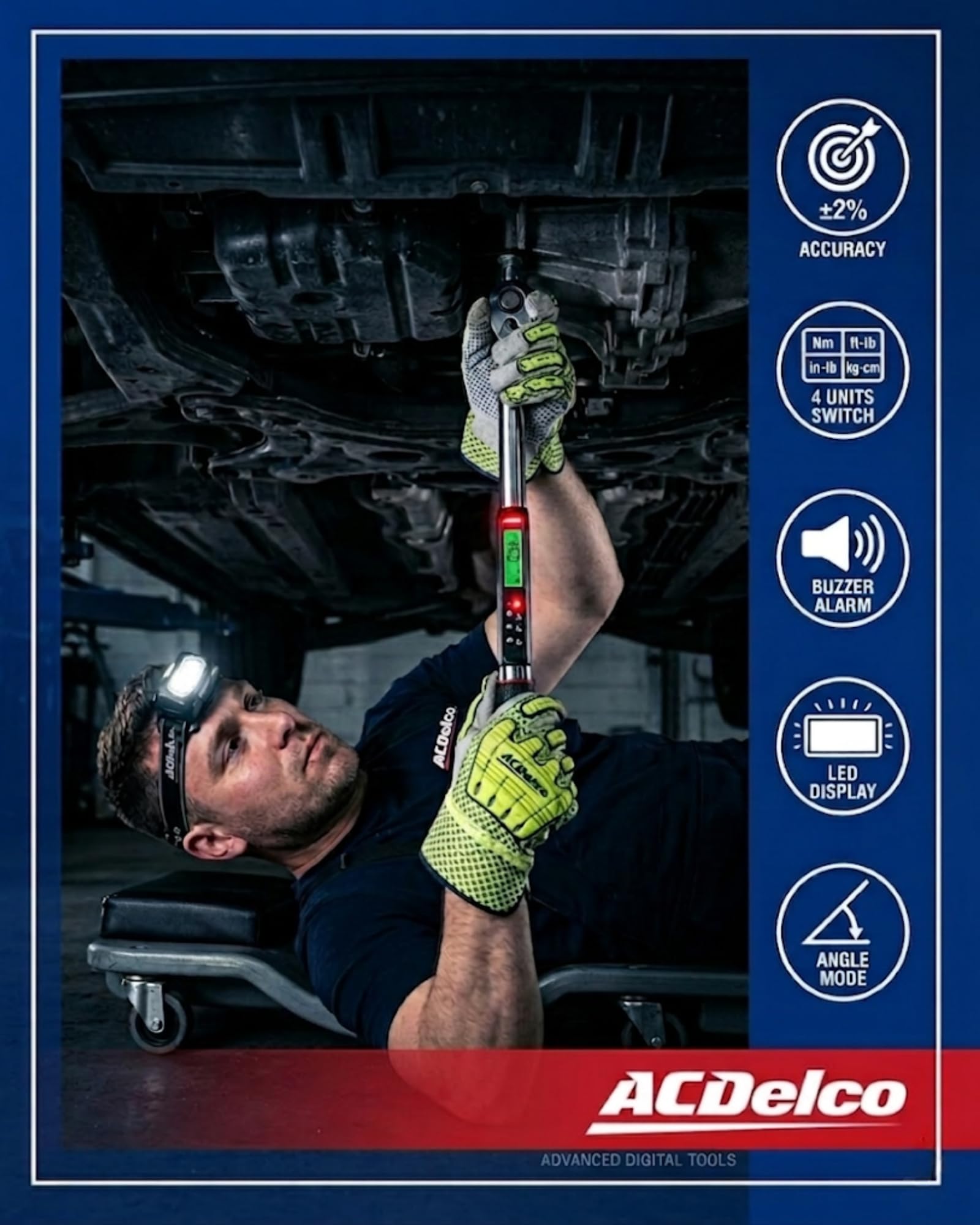 ACDelco Digital Torque Wrench Combo Kit, 1/2" Heavy Duty Angle (25-250 ft-lbs) & 3/8" (5-99 ft-lbs), Buzzer & LED Flash, ISO 6789 Standards Calibration Certificate, ARM303-4A-340-K1 - Image 4