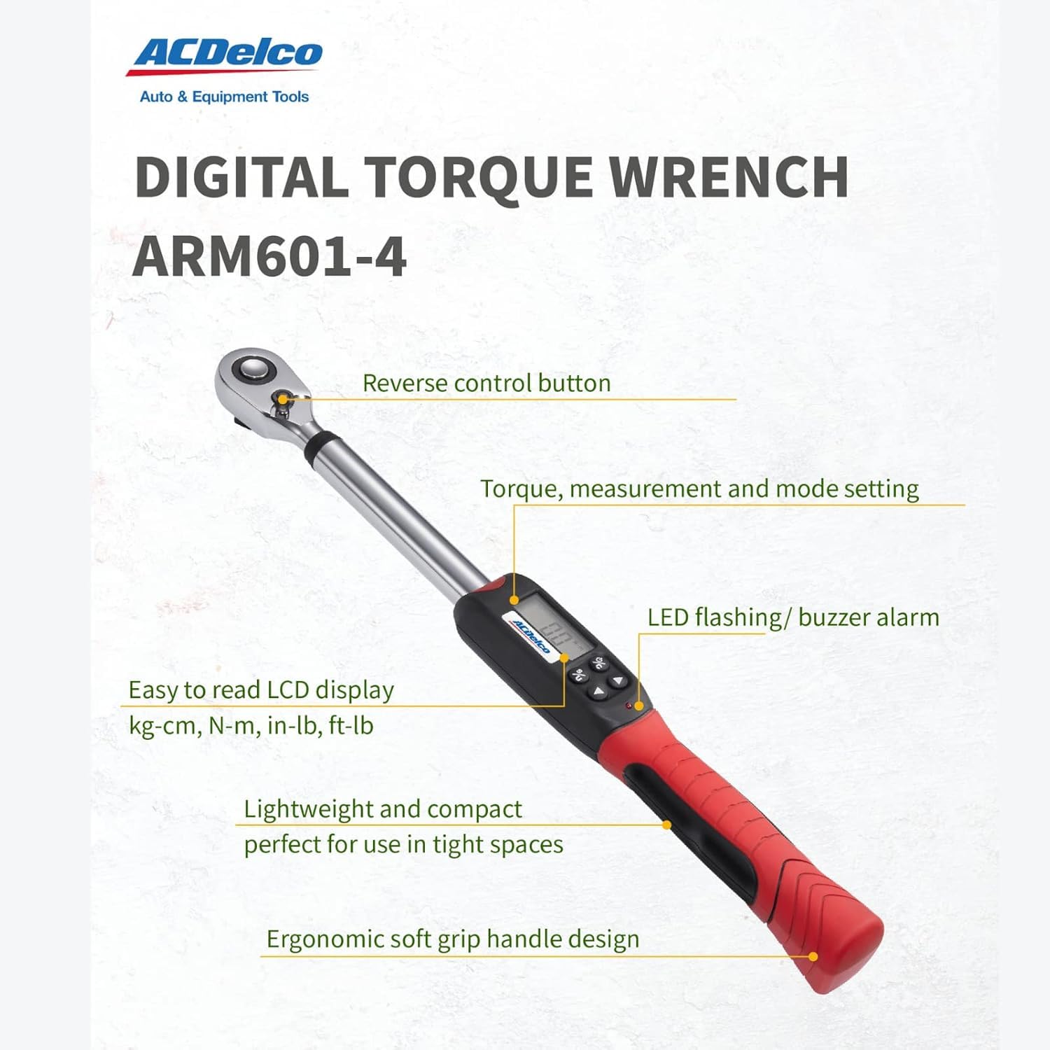 ACDelco ARM601-34 3/8” & ½” Heavy Duty Digital Torque Wrench Combo Kit with Buzzer and LED Flash Notification – ISO 6789 Standards with Certificate of Calibration - Image 3