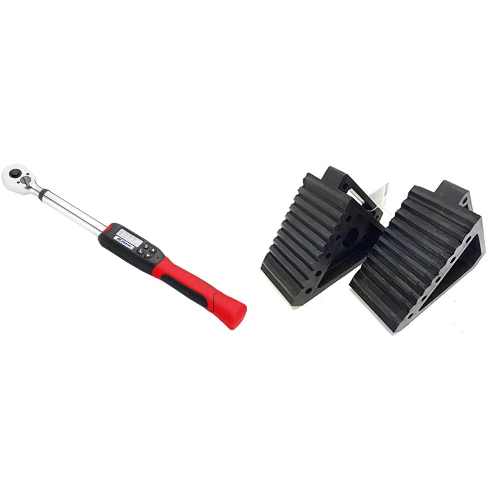 ACDelco ARM601-4 Digital Torque Wrench + MAXXHAUL 70472 Solid Rubber Heavy Duty Wheel Chocks (2-Pack)