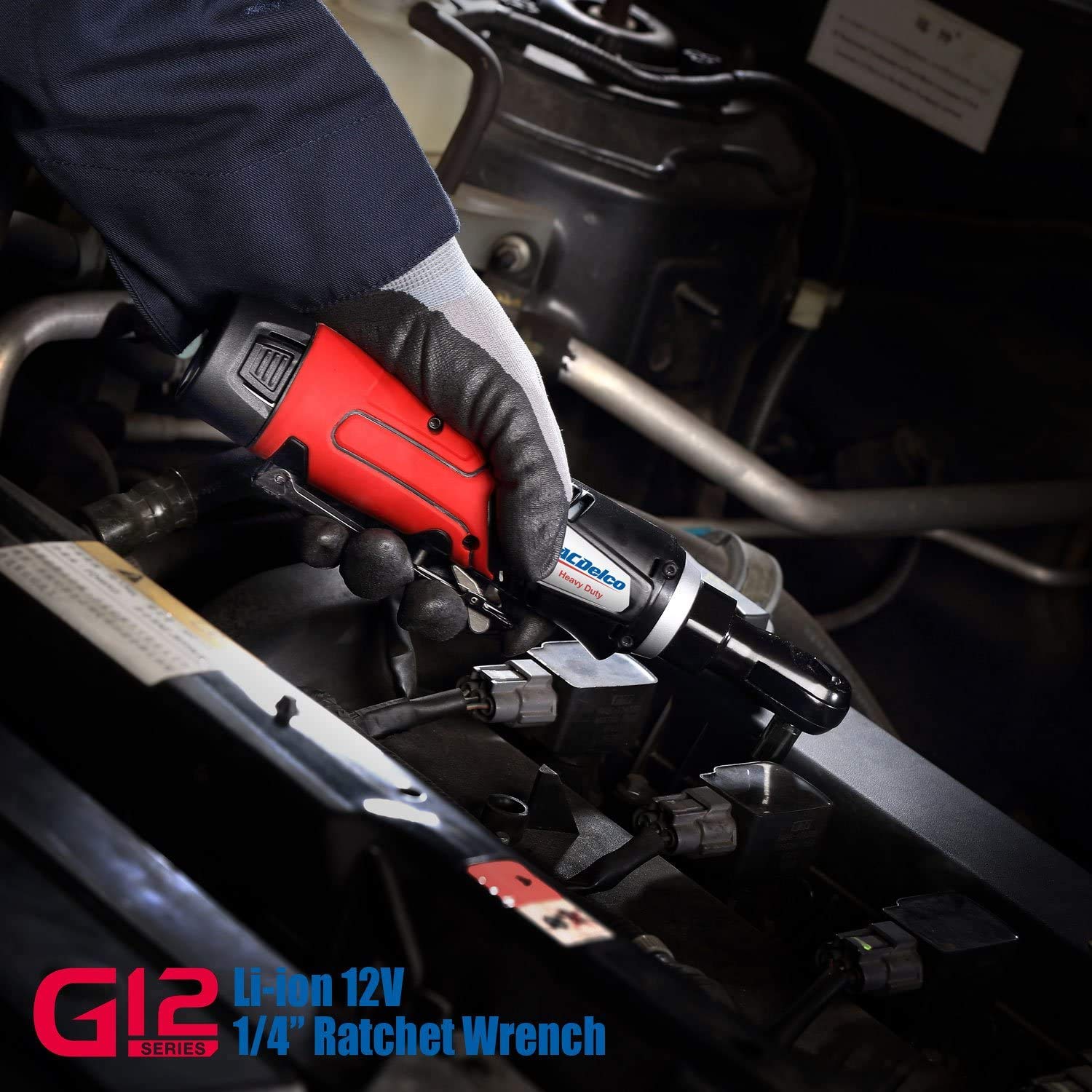 ACDelco ARW1207P G12 Series 12V Cordless Li-ion 1/4” 30 ft-lbs. Torque Ratchet Wrench Tool Kit, Red - Image 6