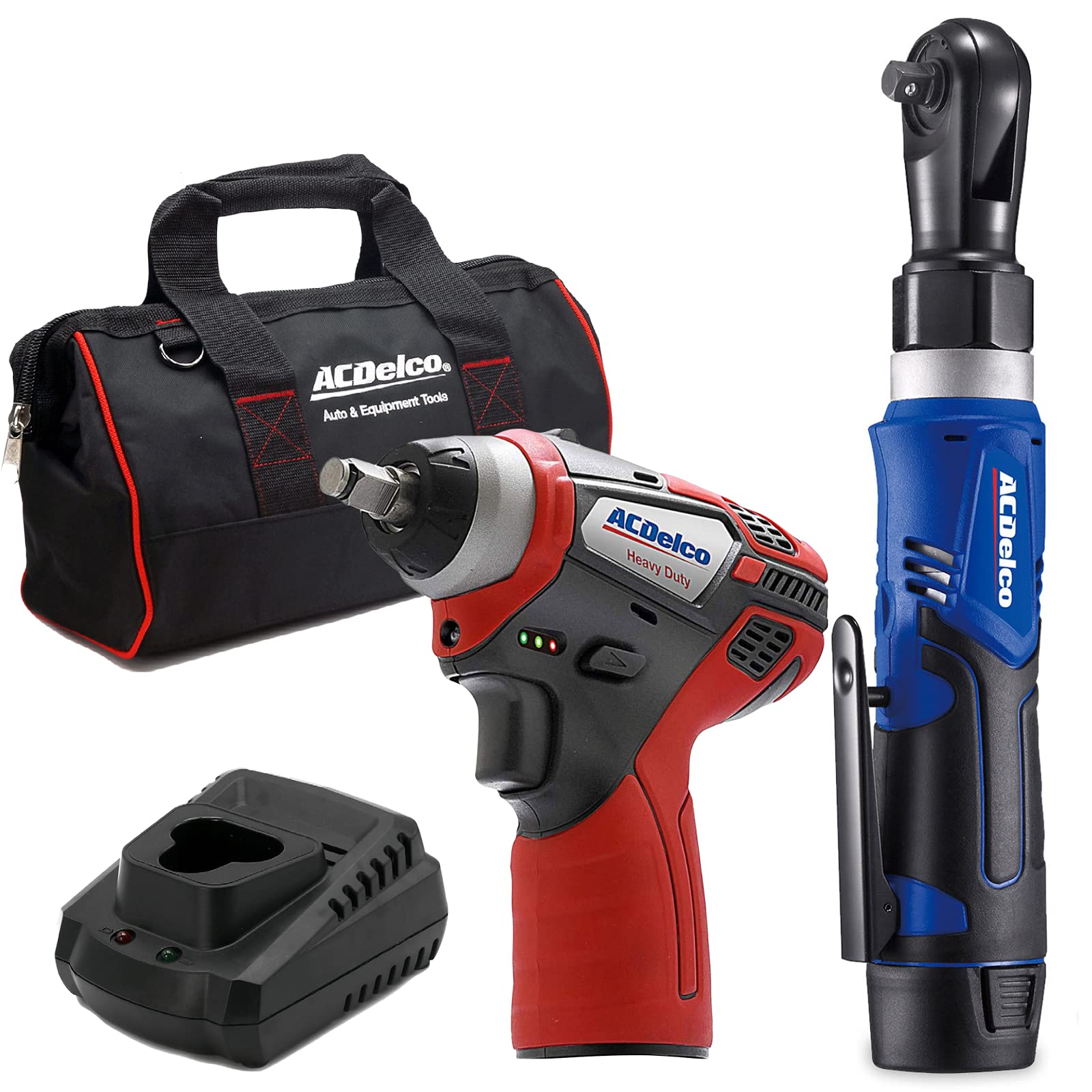 ACDelco G12 Series 12V Li-ion Cordless Rachet & Impact Wrench Combo Tool Kit with 3/8” Drive, LED Lights, Batteries & Chargers - Image 2