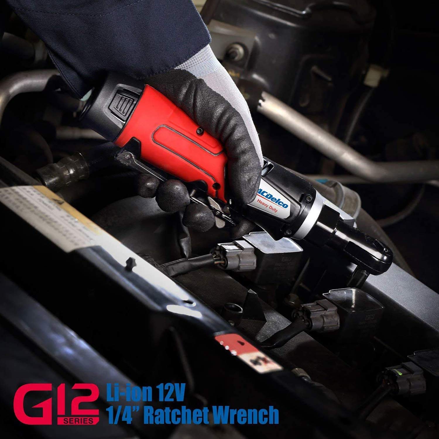 ACDelco Tools ARW1209-K92 G12 Series 12V Li-ion Cordless ¼” & 3/8” Ratchet Wrench Combo Tool Kit with 2 Batteries and Canvas Bag - Image 8