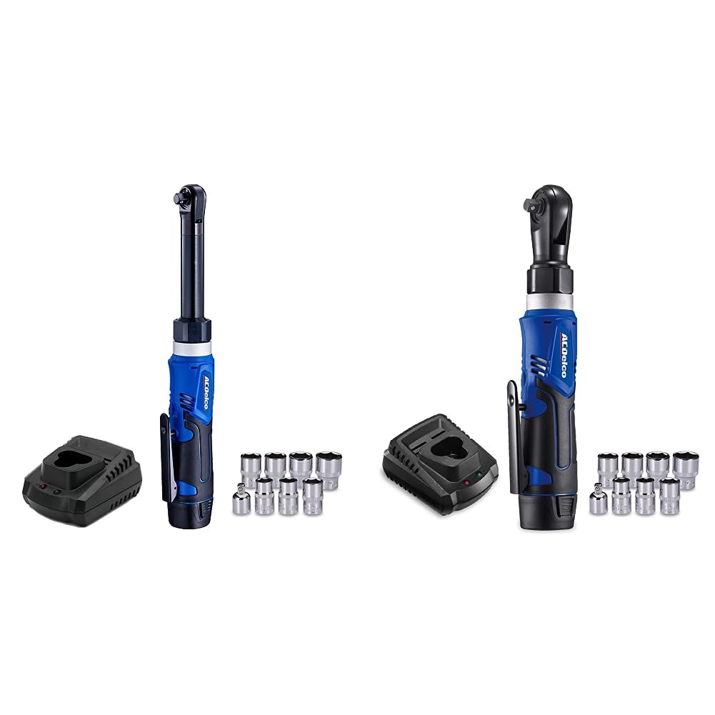 ACDelco ARW1218-3P G12 Series 12V Li-ion Cordless 3/8” 40 ft-lbs. Extended Ratchet Wrench Tool Kit & ARW1209P G12 Series 12V Li-ion Cordless 3/8” 45 ft-lbs. Ratchet Wrench Tool Kit