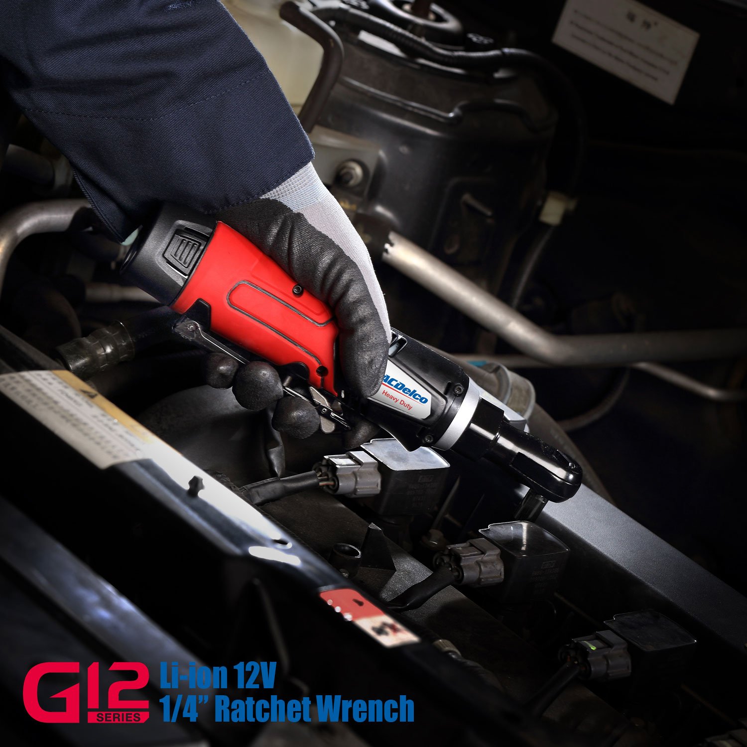 ACDelco ARW1218-3P G12 Series 12V Li-ion Cordless 3/8” 40 ft-lbs. Extended Ratchet Wrench Tool Kit & ACDelco ARW1207P G12 Series 12V Cordless Li-ion 1/4” 30 ft-lbs. Torque Ratchet Wrench Tool Kit - Image 7