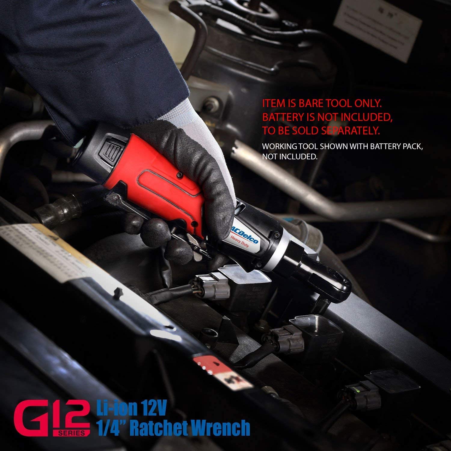 ACDelco ARW1218-K18 G12 Series 12V Li-ion Cordless 3/8” Extended Rachet Wrench & ¼” Ratchet Wrench Combo Tool Kit - Image 6