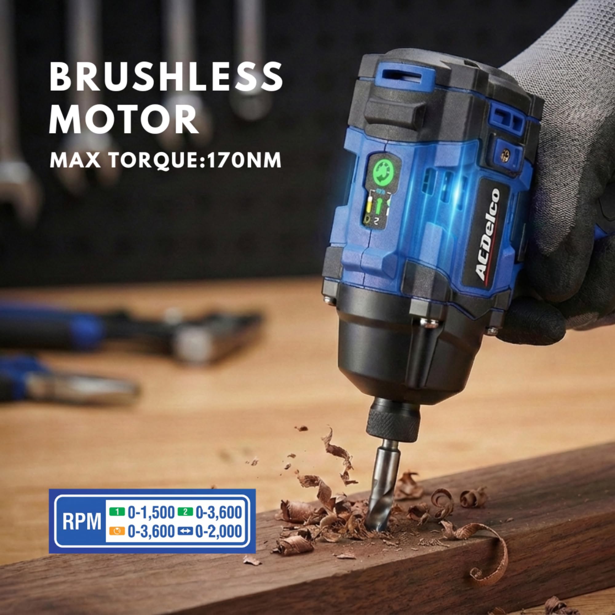 ACDelco G12 Series 12V Brushless 1/4 inch Hex Impact Driver 125 ft-lbs 170 Nm Max Torque 3600 RPM 4-Mode Intelligent Control 5-inch Compact Body Bare Tool Only ARI12185T - Image 2