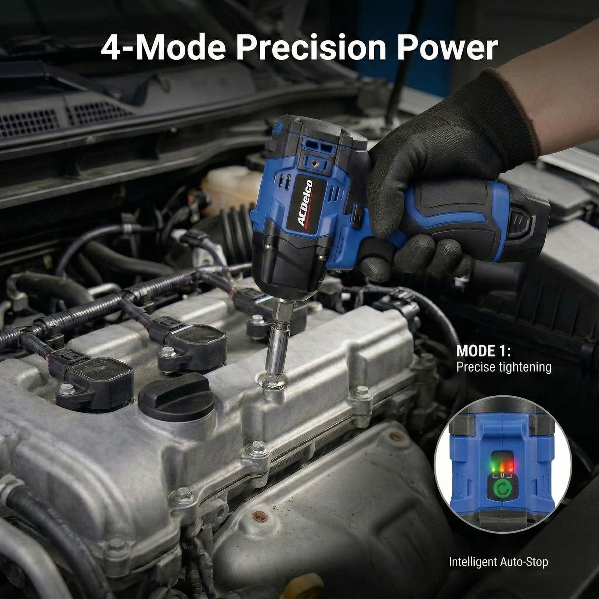 ACDelco G12 Series 12V Brushless 3/8 inch Cordless Impact Wrench 140 ft-lbs 190 Nm Max Torque 3600 RPM 4-Mode Intelligent Control Compact Body Bare Tool Only ARI12186-3T - Image 6