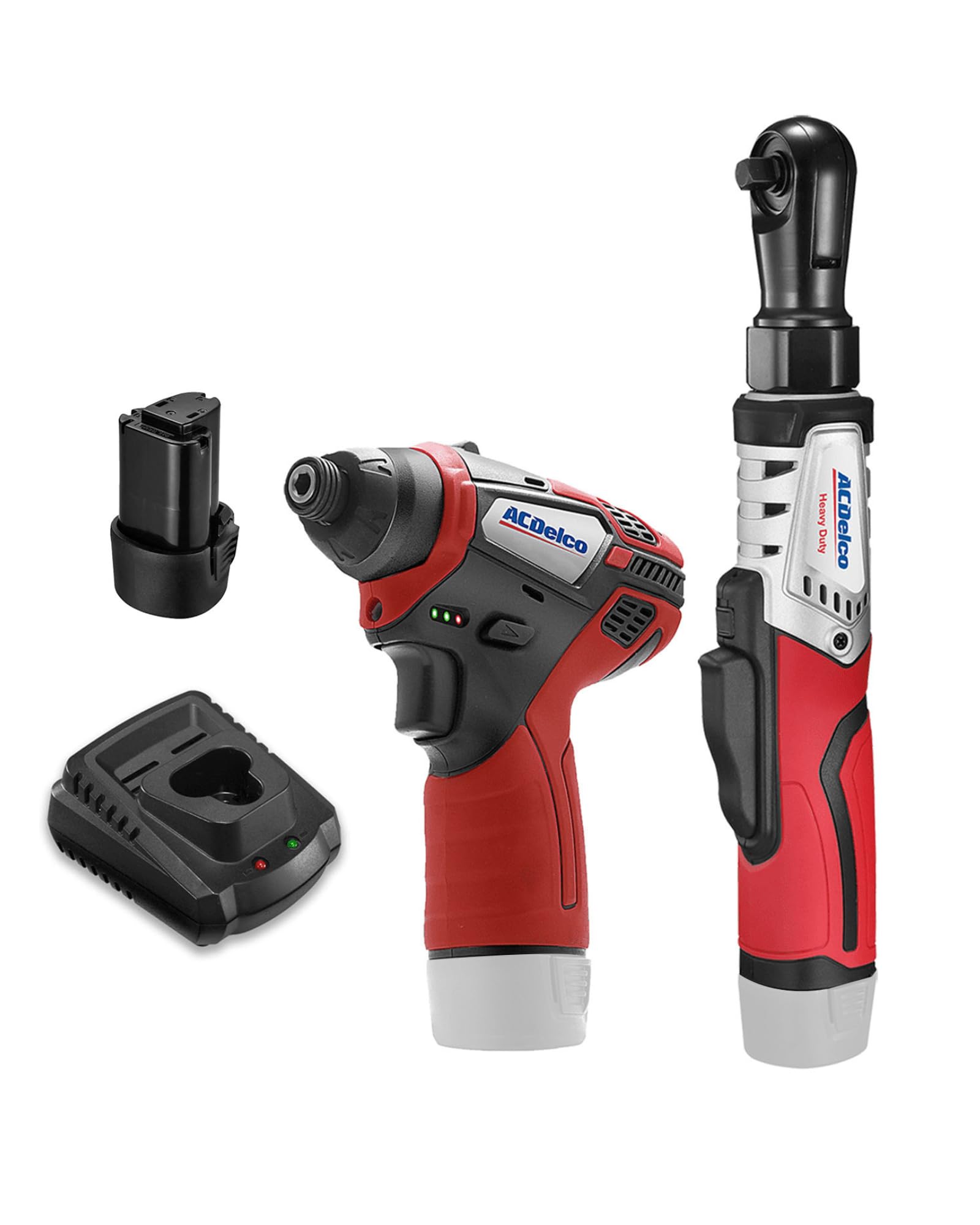 ACDelco G12 Series 12V Cordless Combo Kit: 3/8" Brushless Ratchet Wrench & 1/4" Impact Driver - Includes 2.0Ah Battery & Charger ARW12103-K2