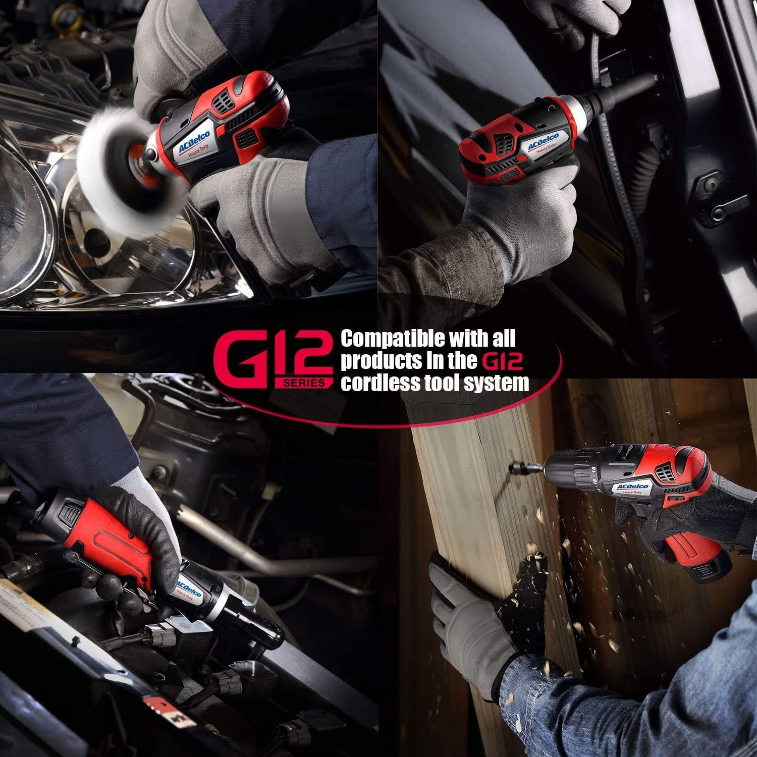 ACDelco G12 Series 12V Cordless Combo Kit: 3/8" Brushless Ratchet Wrench & 1/4" Impact Driver - Includes 2.0Ah Battery & Charger ARW12103-K2 - Image 5